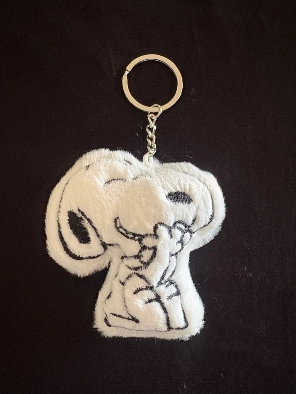 Plush Snoopy Keychain - White with Black Stitching